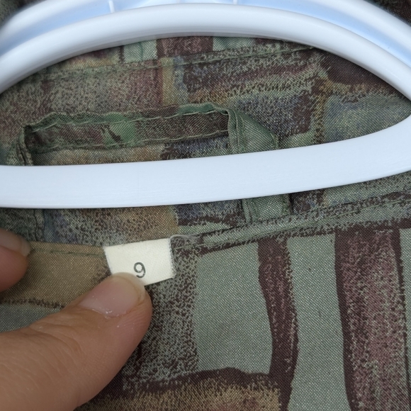 Vintage 80s 90s Trench Coat with Abstract Pattern - Picture 3 of 12